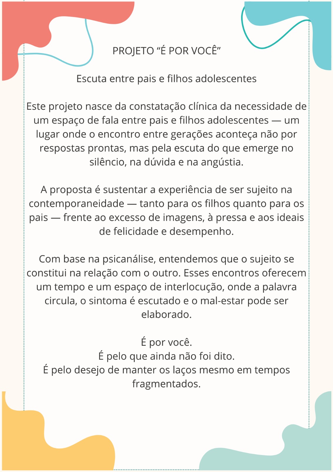 Imagem flyer projeto é por voce